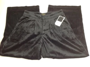 NWT Juicy Couture Black Label Velour Cropped Wide Leg Pants Black Women Size XL - Picture 1 of 8