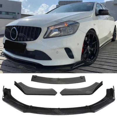 For Mercedes Benz A-Class W176 AMG Carbon Front Bumper Splitter Spoiler Lip Kit - Image 1 of 4