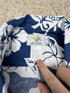 VTG Ho Aloha Hawaiian Shirt Men's XL FLORAL Flower Blue White Cotton Luau Hawaii - Picture 1 of 7