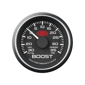 SAAS 52mm Turbo boost vacuum gauge 35 PSi 4 colour display Muscle 2" Black - Picture 1 of 6