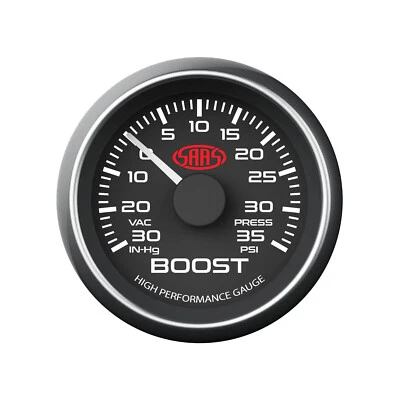 SAAS 52mm Turbo boost vacuum gauge 35 PSi 4 colour display Muscle 2" Black - Image 1 of 4