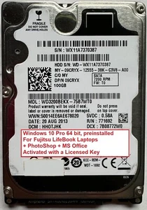 100GB HD, Windows 10 Pro 64bit Preinstalled FOR Fujitsu LifeBook Laptops - Picture 1 of 1