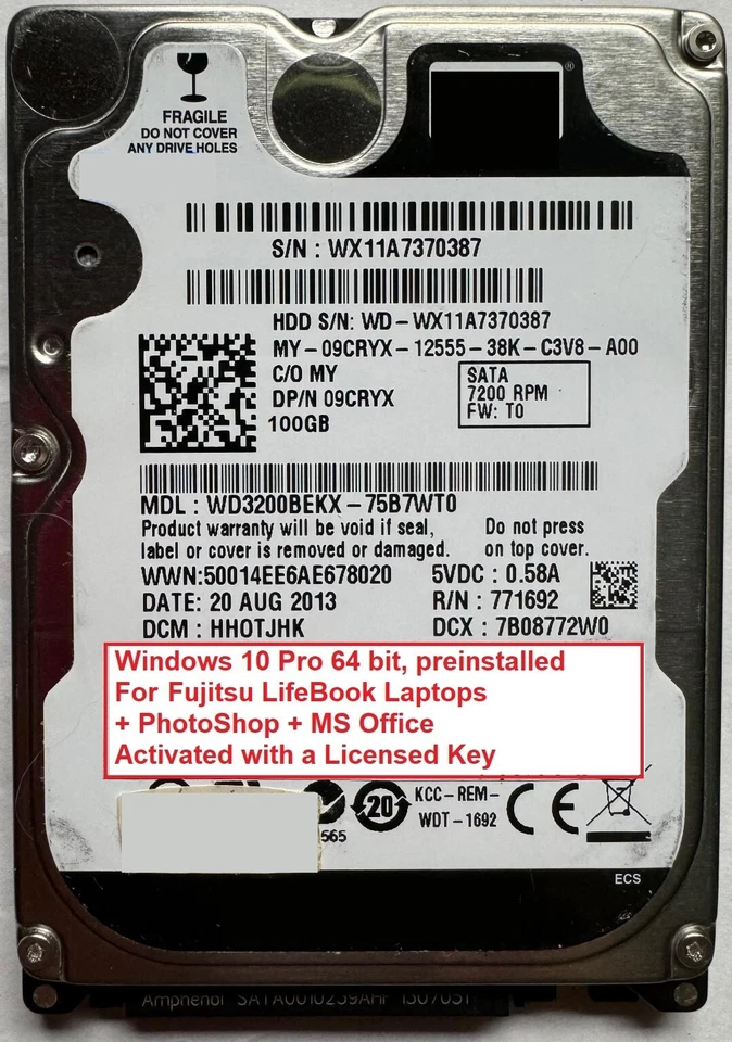 100GB HD, Windows 10 Pro 64bit Preinstalled FOR Fujitsu LifeBook Laptops - Image 1 of 1