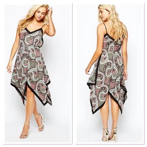 Oasis Retro Paisley Printed Strappy Hanky Hem Dress Uk8 Immaculate Condition B25 - Picture 1 of 11