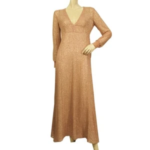 Vestido Rojo Valentino Salmón Rosa Seda Hilo Metálico Punto Manga Larga Cuello en V Talla 40 - Imagen 1 de 11