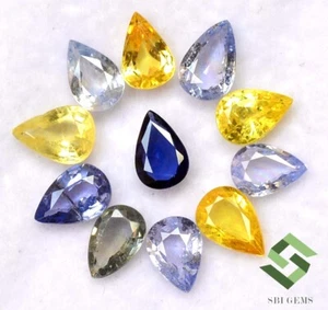 Natural Multi Sapphire Pear Cut 6x4 mm Lot 11 Pcs Calibrated Loose Gemstones - Picture 1 of 6