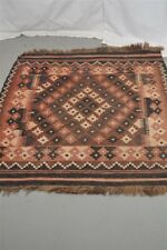 kilim carpet rug flat weave  rust black 34x42 lightly worn real oriental 