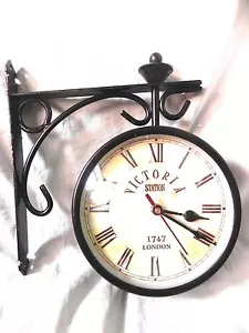 VICTORIA STATION 1747 LONDON RAILWAY CLOCK LONDON DOUBLE SIDE CLOCK 10 inches - Picture 1 of 3