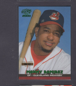 2000 PACIFIC GREEN FOIL EMERALD PARALLEL #134 MANNY RAMIREZ PORTRAIT VAR SP #/99