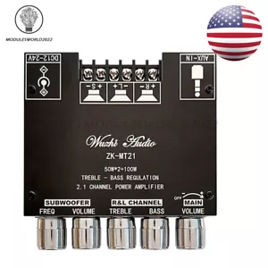 ZK-MT21 Bluetooth Audio Power Amplifier Board Subwoofer 2.1 Channel 50WX2+100W - Picture 1 of 7