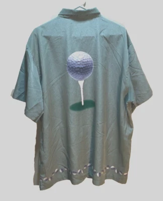 M.E. Sport Golf Vintage 90s Green Ball Tee Club Putter Button Camp Shirt 2XL - Image 1 of 2