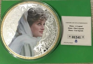PRINCESS DIANA PORTRAITS OF A princess - A LEGEND 100mm SILVER PLATED PROOF COIN - Picture 1 of 5