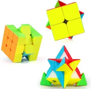 Speed Cubes Bundle Puzzle Toys S2 2x2 Warrior W 3x3 Qiming Pyramid Stickerless - Picture 1 of 7