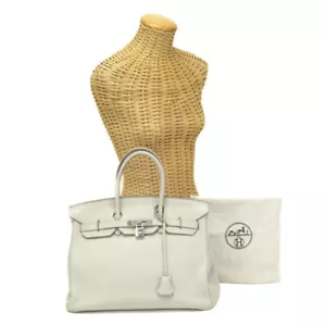 HERMES Birkin 35 Togo Leather Silver Hardware handbag 2011 Grease Pearl - Picture 1 of 12