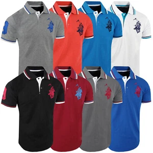Polo Shirt Embroidered Horse Rider Logo Mens Short Sleeve Stretch Golf Slim Fit - Picture 1 of 27