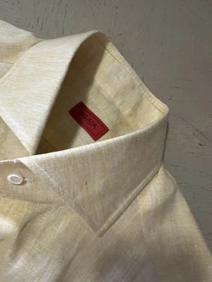 Isaia Men Linen Dress Shirt Yellow 41/16 New $675 - Image 1 of 4