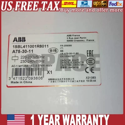A75-30-11 1PCS NEW ABB A75-30-11 AC220V Contactor Fast Shipping - Image 1 of 3
