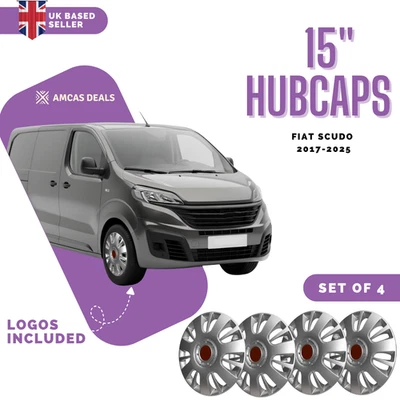 15" WHEEL TRIMS HUB CAPS COVERS TRIMS RIMS TO FIT FIAT SCUDO 2017-2025 - Image 1 of 4