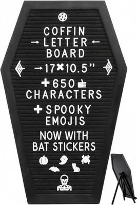 Coffin Letter Board Black +3D Bat Stickers +650 Characters, Spooky & Seasonal  - Image 1 of 4