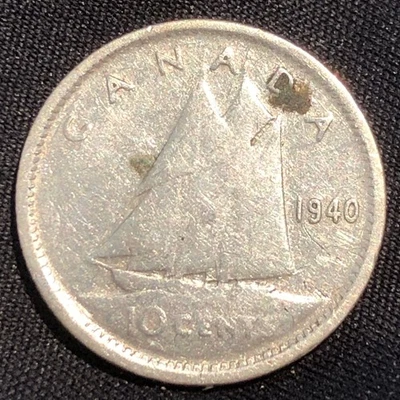 1940 Canada 10 Cents Silver Coin - VG (Very Good) condition - Image 1 of 4