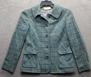 Vintage Pendleton Coat Womens 10 Multi Plaid Tweed Wool Flap Pocket Button Front - Picture 1 of 11
