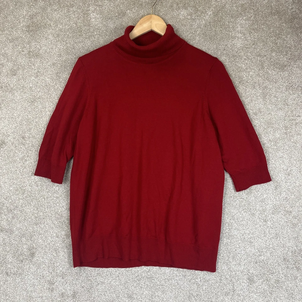 Suéter Jones New York Mujer 1X Rojo Lana Merino Cuello Alto Manga Corta - 4023 Foto 1 de 4