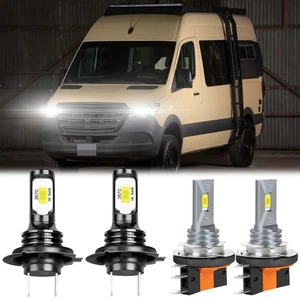 For Mercedes-Benz Sprinter 2500 2019 4x LED Hi/Lo Beam Headlight Kit H7 H15 Bulb - Picture 1 of 16