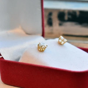 Gold Earring Studs 3 Carat Round 14K Yellow Certified IGI GIA Lab Grown Diamond - Picture 1 of 10