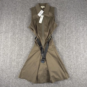 L'Agence Dress Womens 4 Olive Green Zip Front Belted Utility Shirt 61571LCM - Picture 1 of 11