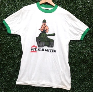 Sgt. Camiseta con Timbre Gráfico Matanza Toque de Oro Años 80 De Colección WWF WWE Adulto XL - Imagen 1 de 11