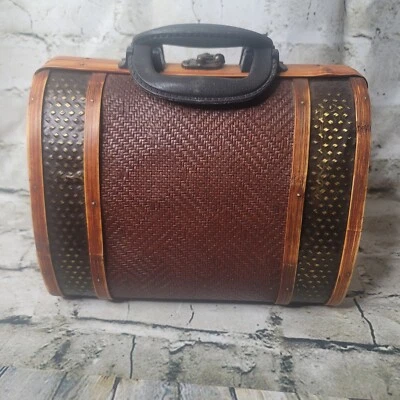VTG MCM Handbag Bag Purse Satchel Barrel Wood Tube Round Tubular Wooden Hinged - Image 1 of 4