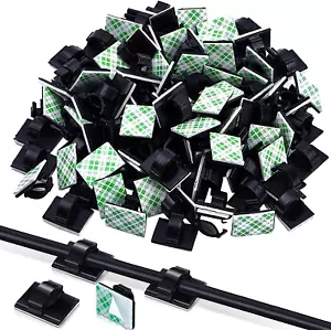 100 Pieces Adhesive Cable Clips Wire Clips Cable Wire Management Wire Cable Hold - Picture 1 of 7