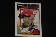 GLEN HANLON 1987-88 TOPPS SIGNED AUTOGRAPHED CARD #89 DETROIT RED WINGS