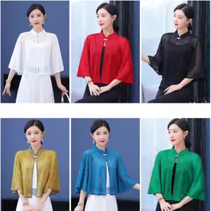 Women Rose Lace Jacket Shrug Bolero Mesh Coat Evening Party Wedding Tippet - Picture 1 of 14