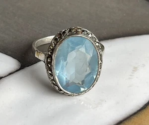 Anillo de plata Art Déco espinela azul 835 plata RG 57 (S 6722) - Imagen 1 de 4