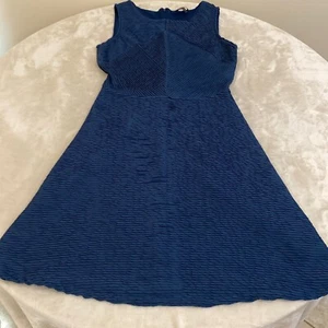 Daisy Fuentes Womens Blue Textured Round Neck Sleeveless Fit & Flare Dress Sz M - Picture 1 of 12