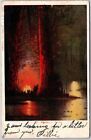 1905 Shades at Night Light Water Reflection Hand Colored Posted Postcard