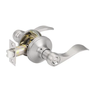 Satin Nickel Bedroom/Bathroom Door Handles Privacy Lever Keyless DL12061-SNBK - Picture 1 of 12