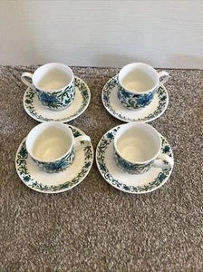 Vintage Midwinter Staffordshire Spanish Garden Design 4 X Cups & 4 X Saucers - Picture 1 of 12