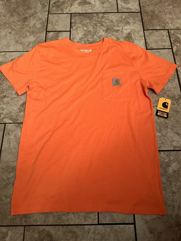 Boys Size XL Carhartt Boys Short Sleeve Pocket T Shirt Orange