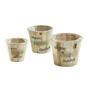 3er Set Pflanze Schale Topf Kübel Blumen Kräuter Töpfe Gefäß mit Folie Vintage   - Bild 1 von 3