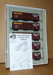 : Athearn HO_ "5 Pk Cintura Cotone 50' FMC Doppia Porta Boxcars" Boxato #92315 - Foto 1 di 24