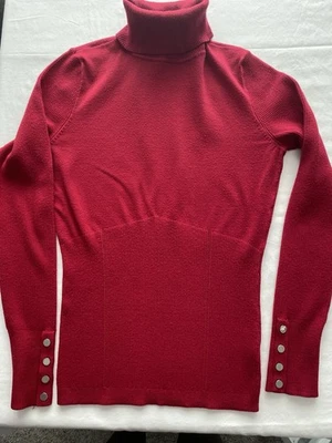 White House Black Market Red Turtleneck Sweater With Fitted Waist Size Medium - Image 1 of 4