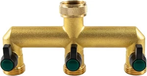 Brass  3 Way Hose Splitter, Heavy Duty, Individual Ball Valves - Picture 1 of 5