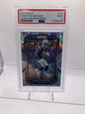 Prizm No Huddle Var. 2022 Christian Watson Disco Rookie #314 PSA 9 RC SP Packers Foto 1 de 4