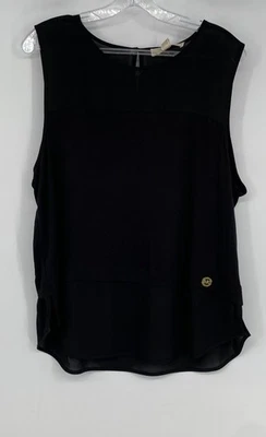 Michael Kors Womens Black Sleeveless Round Neck Casual Blouse Top Size XL - Image 1 of 4