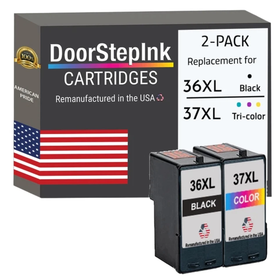 DoorStepInk Compatible Ink Cartridge for Lexmark 36XL Bk/37XL Clr Variation-USA - Image 1 of 1