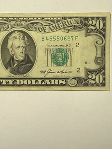 1985 Small Face Twenty Dollar Bill $20 Old  Note New York District Triple 5s - Picture 1 of 10
