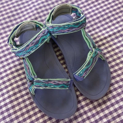 Size 5 Youth Teva Hurricane XLT 2 Sandals Delmar Sea Glass/Purple Big Kids - Image 1 of 4