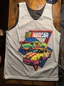 NASCAR Reversible Tank Top Vintage White Black Racing One Size Large Jersey - Bild 1 von 19